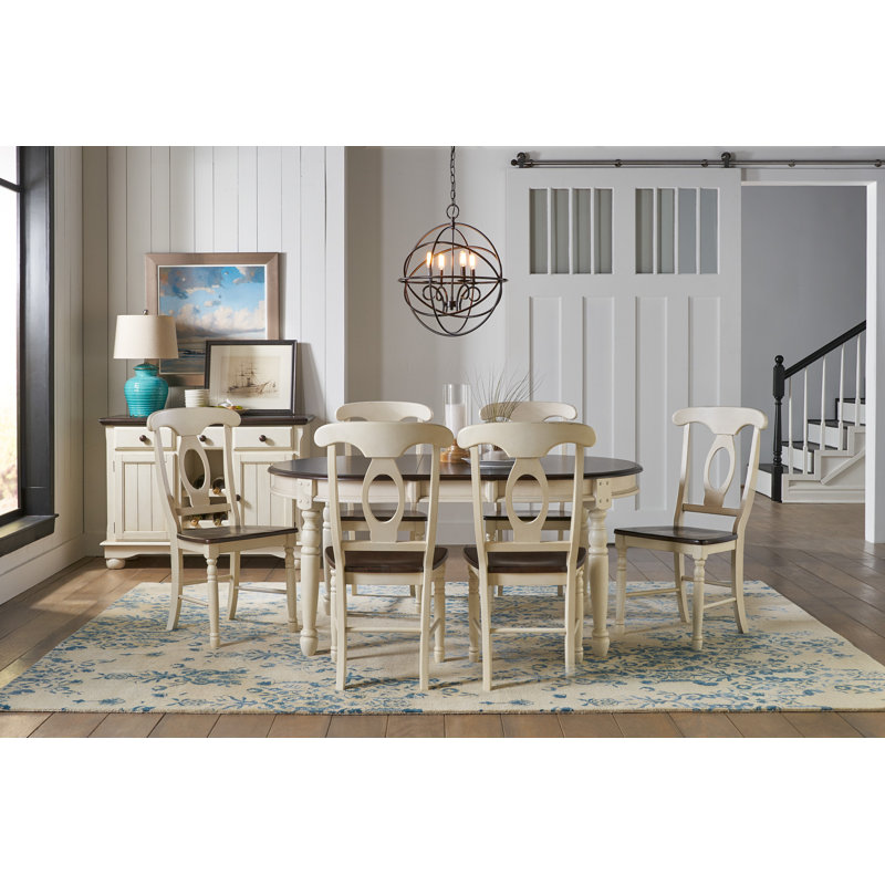 Letizia 8-peice Solid Wood Dining Set with Sideboard, Merlot/Buttermilk