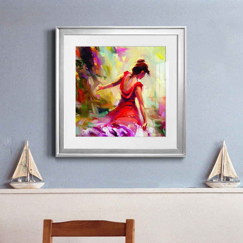 Danseur - Cadre photo, reproduction d'art sur papier, H 22,5 po x l 22,5 po x P 1,5 po, Papier avec cadre argenté