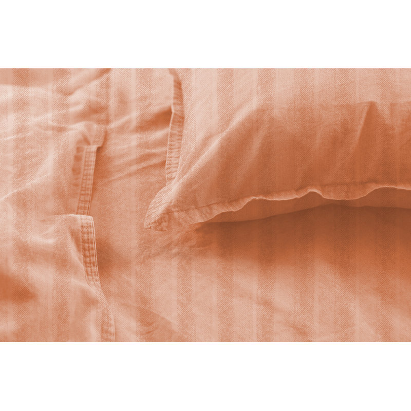Repko Cotton Striped Duvet Cover Set with Pillow Shams, Orange, Single Duvet Cover + 1 Standard Pillowcase