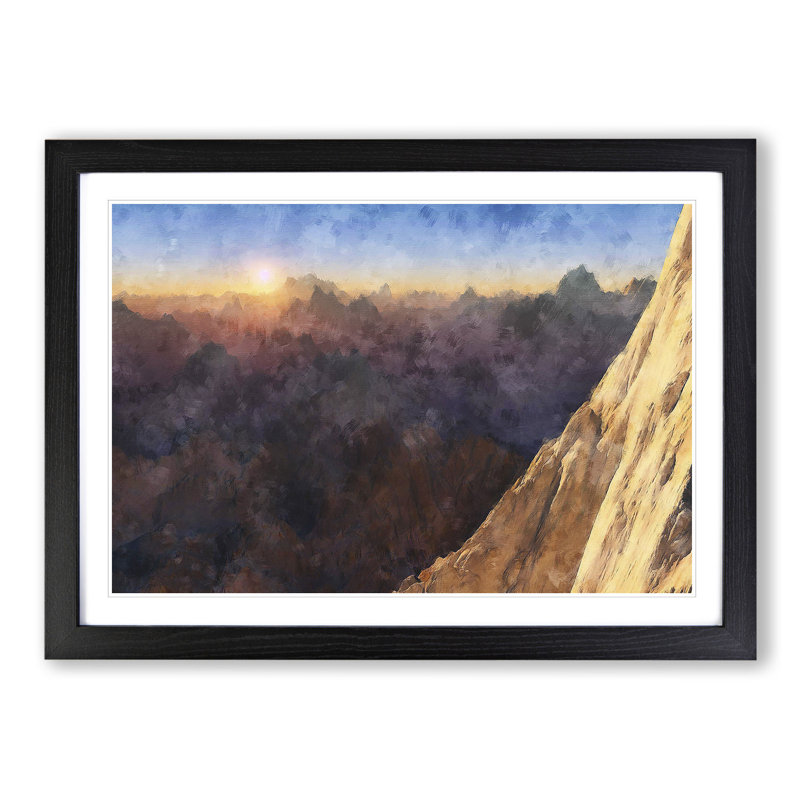 Mountain Sunrise - Picture Frame Painting, Black Framed, 27cm H x 36cm W x 2cm D