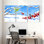 «Birds Winter Birds Snow Berries Branches Sky», ensemble de 3 impressions sur toile
