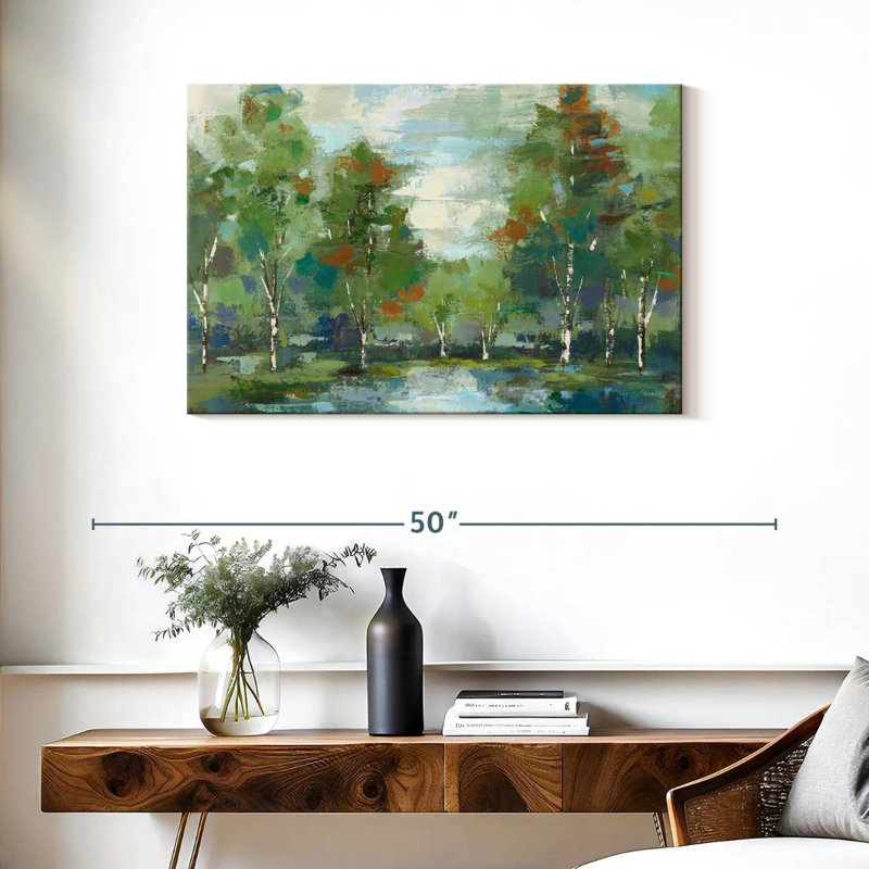 Avery, forêt, aube, turquoise, H 24 po x l 36 po