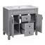 Meuble-lavabo de salle de bain avec lavabo supérieur, armoire à miroir, armoire de rangement moderne avec 2 portes à fermeture douce et 2 tiroirs, meuble-lavabo simple-112897603
