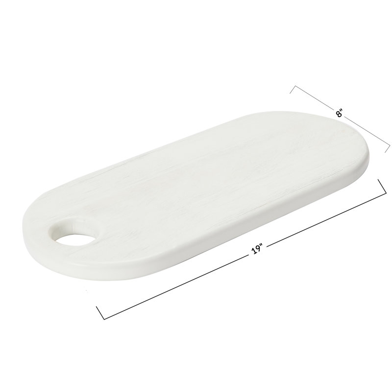 19" Textured White Acacia Wood Cheese/Serving Board