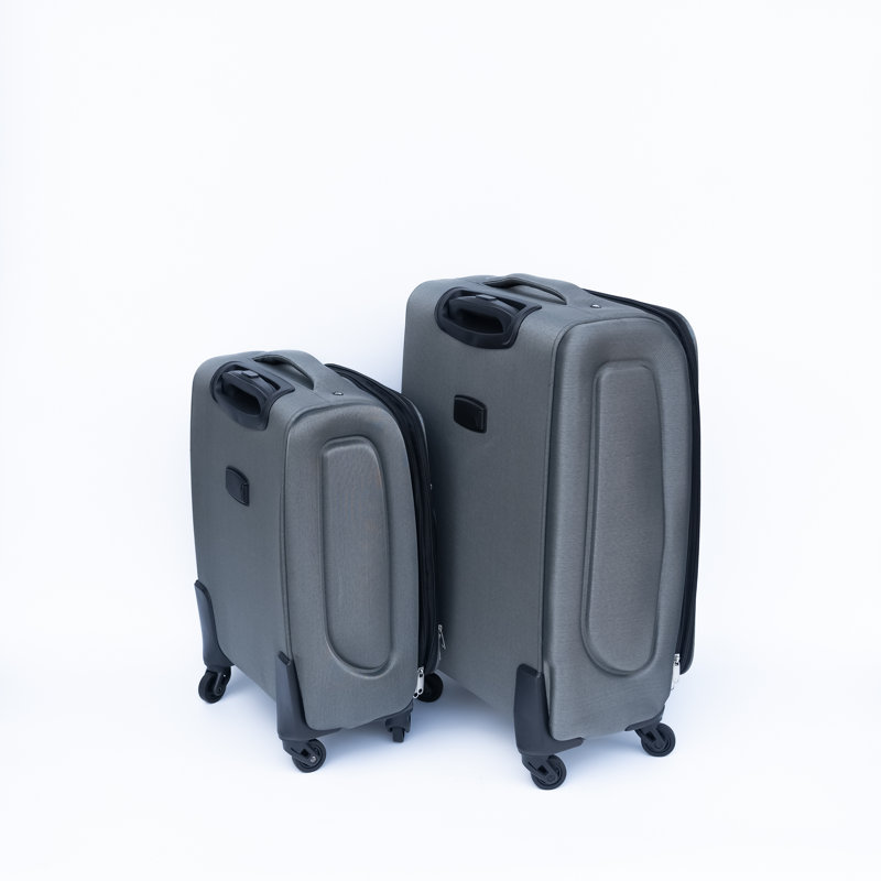 (20 + 24) Ensemble de valise de voyage deux pièces Mallette de transport Oxford sans roue de verrouillage universelle + sac à dos en tissu Oxford GRIS