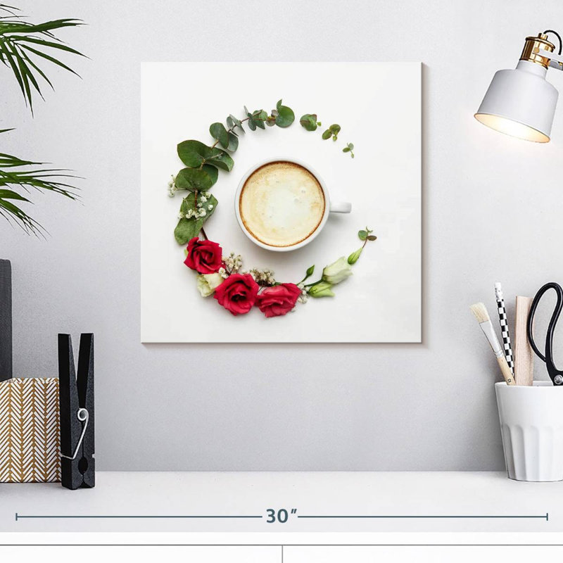 Café cappuccino floral Yarlin, H 16 po x l 16 po