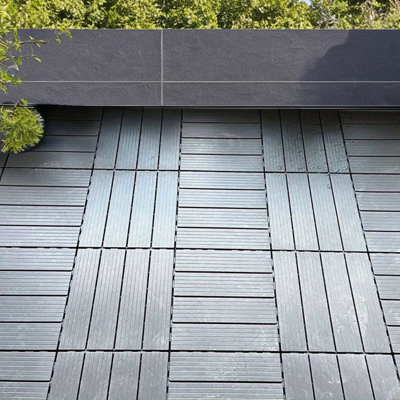 Paquet de 54 tuiles de terrasse en plastique emboîtables - Carré de 12 po x 12 po - Extérieur imperméable - Carreaux de terrasse de terrasse pour piscine - Installation facile - Matériau PP robuste - Capacité de charge élevée