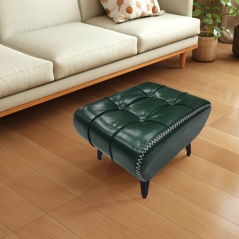Repose-pieds rectangulaire en cuir