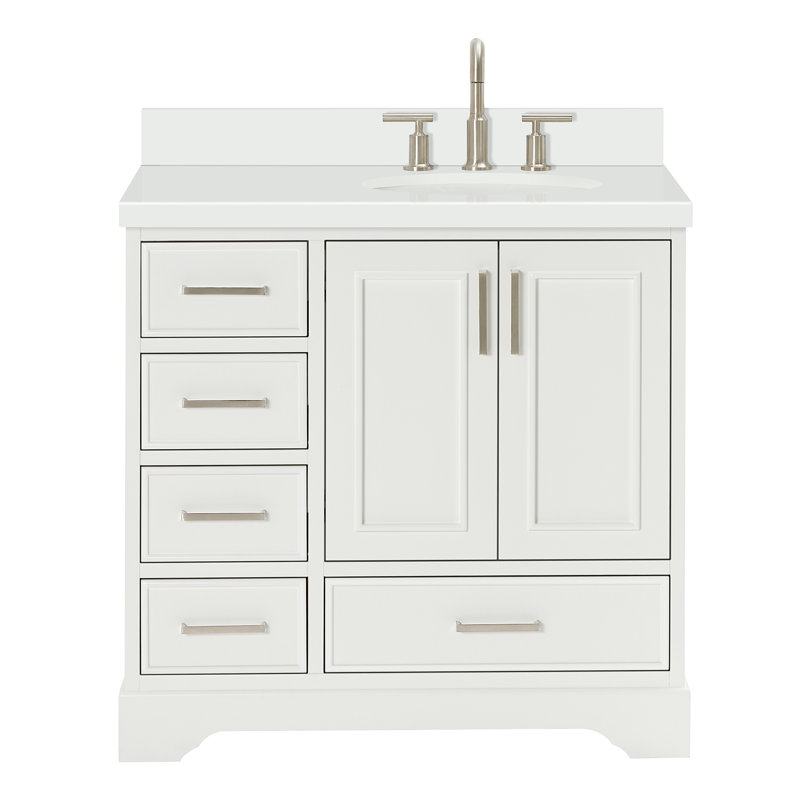 Meuble-lavabo simple avec plateau Abshire 37, Blanc