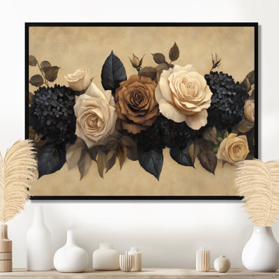 A Bouquet in Sepia - Brown Roses Framed Wall Art