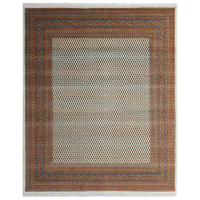 Hand-Knotted High-Quality Cream and Brown Area Rug
