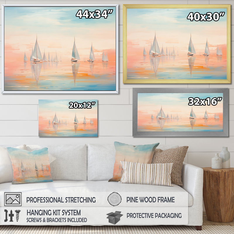 Borrayo Boat Serene Sailings - Impressions sur toile, Cadre naturel flottant, 12" H x 20" W