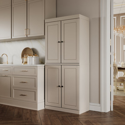 Bryani 100% Solid Wood Tall Kitchen Pantry Cabinet with Doors & 2 Drawers, Adjustable Shelves, Modular Kitchen Storage Cabinet, 32" W x 71.5" H