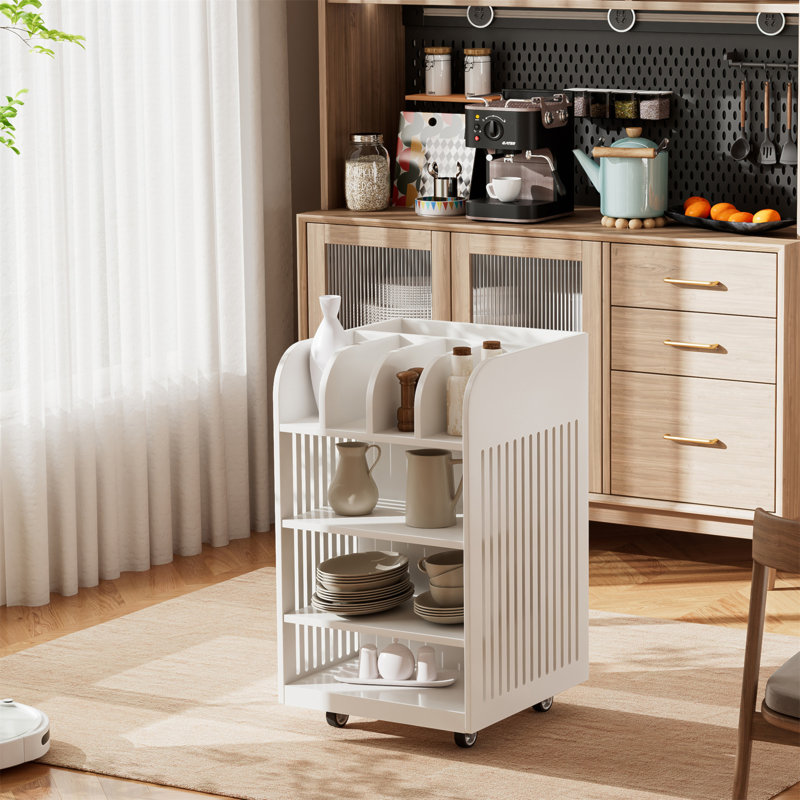 Chariot pour îlot de cuisine à 4 niveaux avec support à épices et roulettes verrouillables, rangement mobile pour la cuisine et les espaces de vie