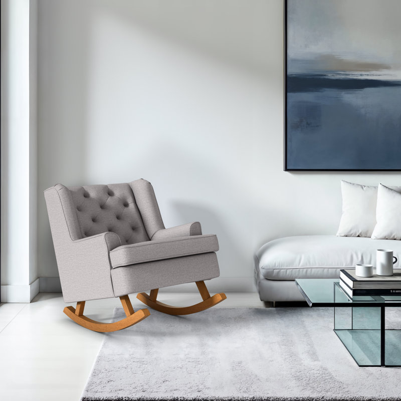 Chaise berçante capitonnée en tissu, Beige