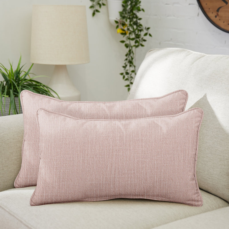 Outdoor Reversible Throw Pillow, Blush, 12"H x 24"W, Rectangular