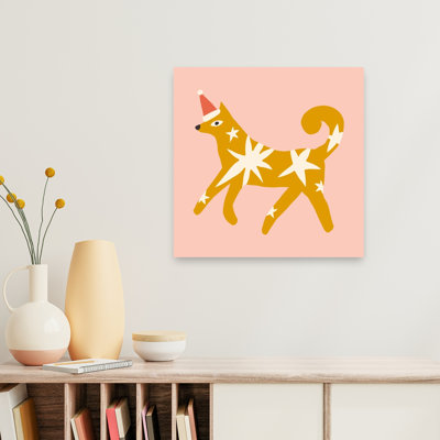 «Happychristmasno31», impression abstraite minimaliste de paysage d'hiver de chien moderne