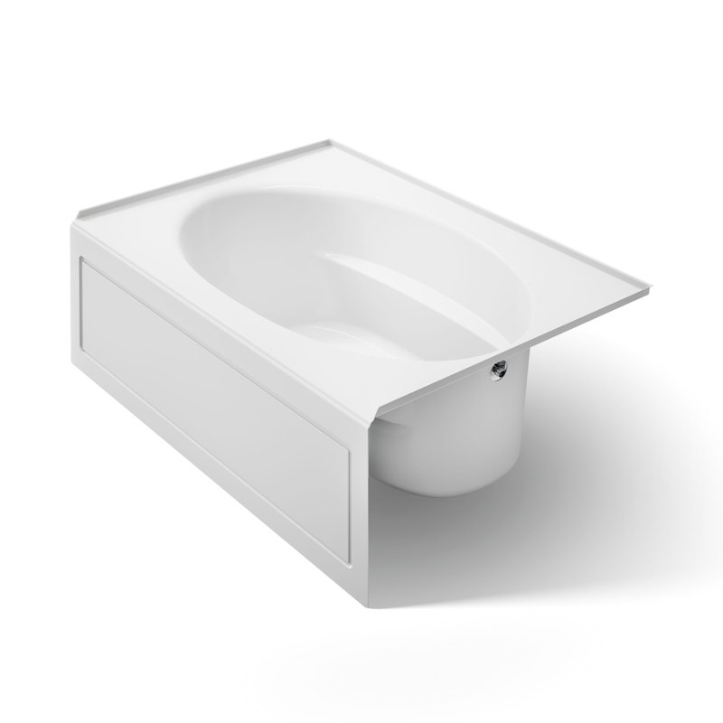 Windward 60" x 42" Alcove/Tile In Soaking Acrylic Bathtub, White, Right