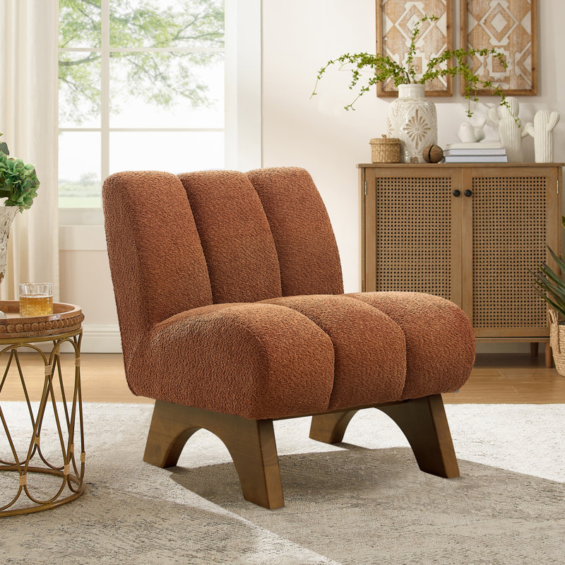 Brenetta 64Cm Wide Tufted Lounge Chair, Orange Sherpa