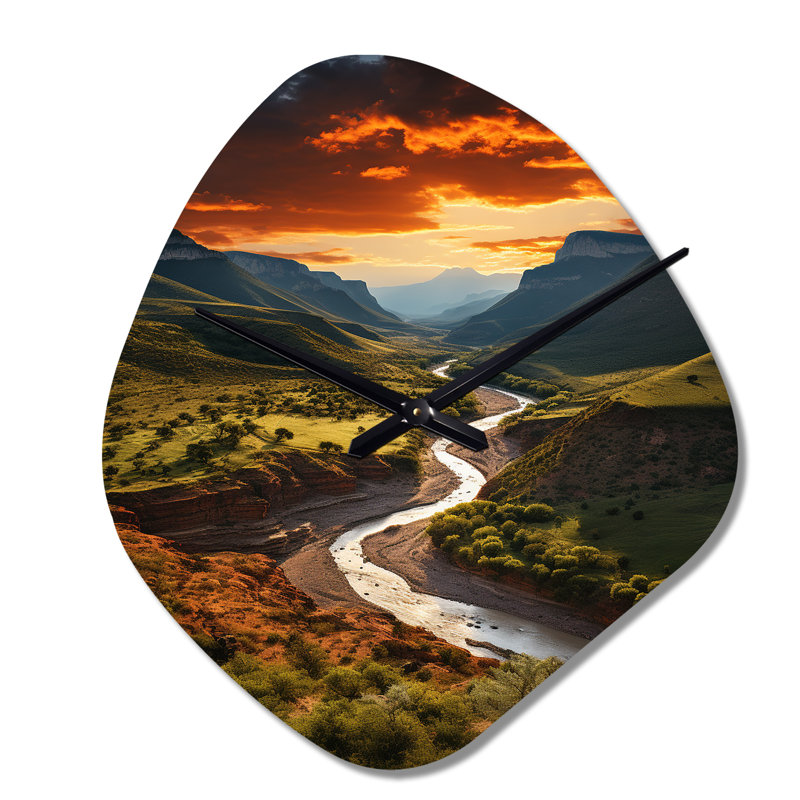 Sculpture d'horloge murale Texas Texas Sunset Ultra-Large Angle Landscape II, Petit