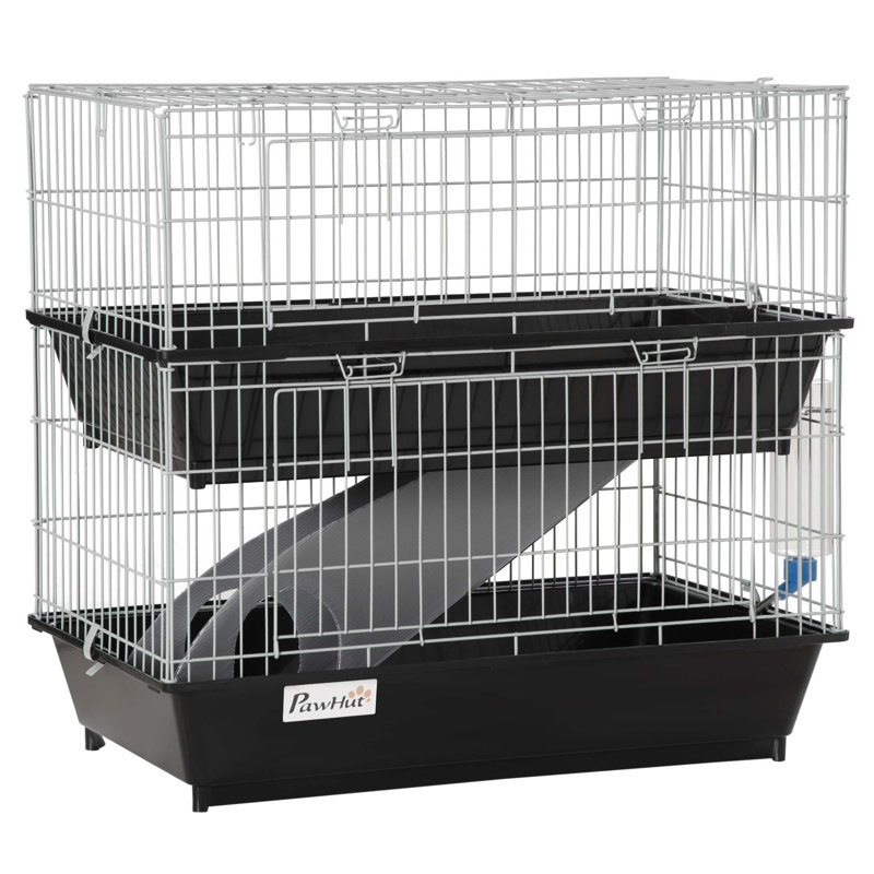 Cage polyvalente à 2 niveaux pour animaux avec plusieurs caractéristiques pour petits animaux