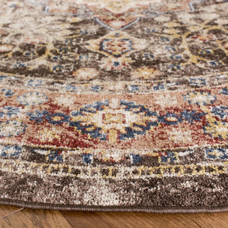 Broomhedge Bijar Performance Oriental Rug, Round 3', Brown/Rust