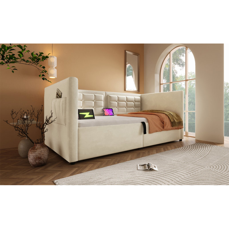 Upholstered   Daybed, Beige