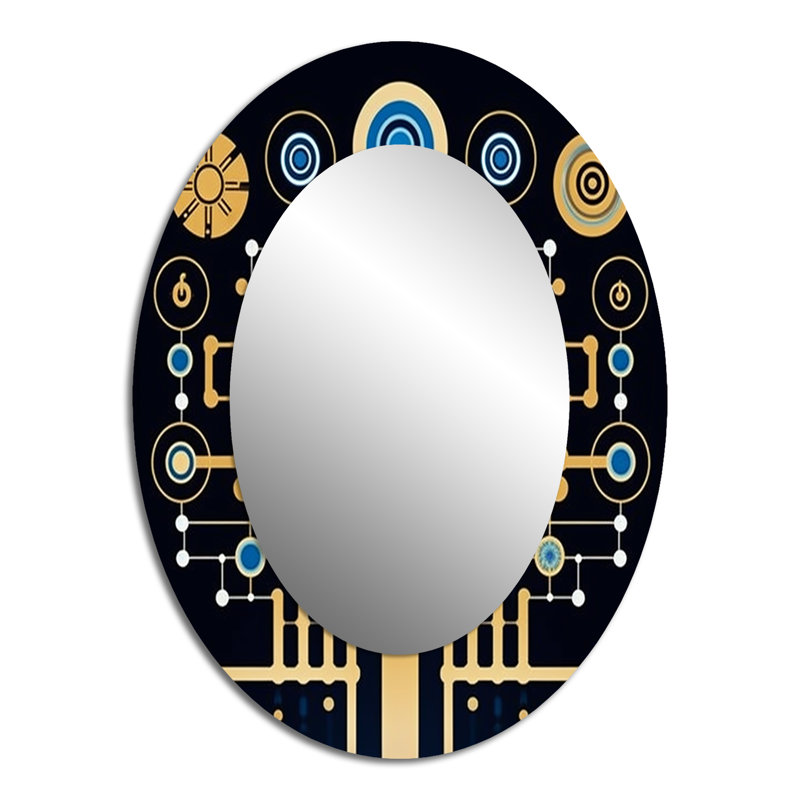 Future Geometry Awakening Of Awareness III - Modern Oval Wall Mirror, 40" x 30"