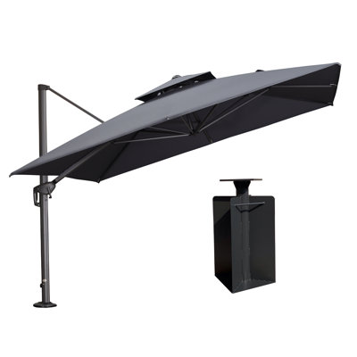 ShalIna 11' Square Cantilever Umbrella With Counter Weights Included Base In Ground,Gray