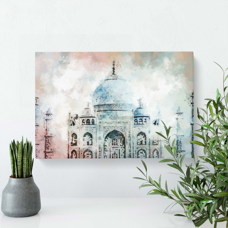 Colourful Taj Mahal In Agra India In Abstract - Wrapped Canvas Painting, 35cm H x 50cm W x 3cm D