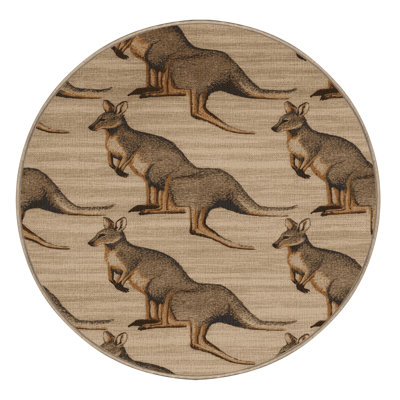 Washable Wallaby Wildlife Area Rug