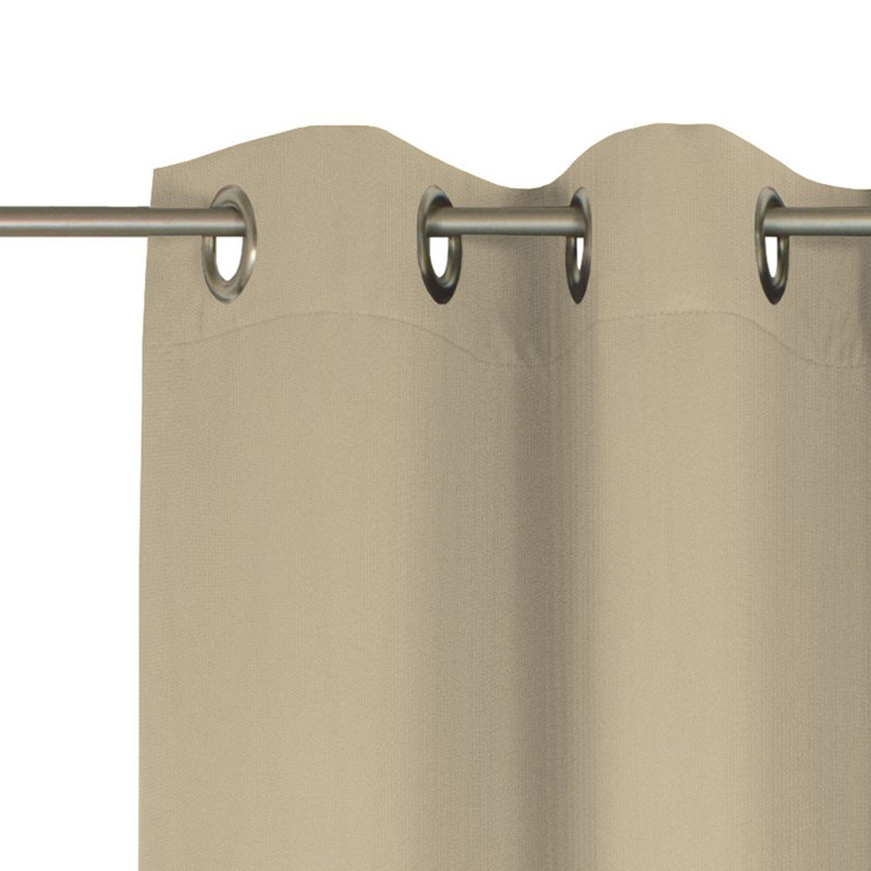 Uni Collection Light 100% Cotton Opaque Grommet / Eyelet Single Curtain Panel, Beige, 142cm wide x 305cm high