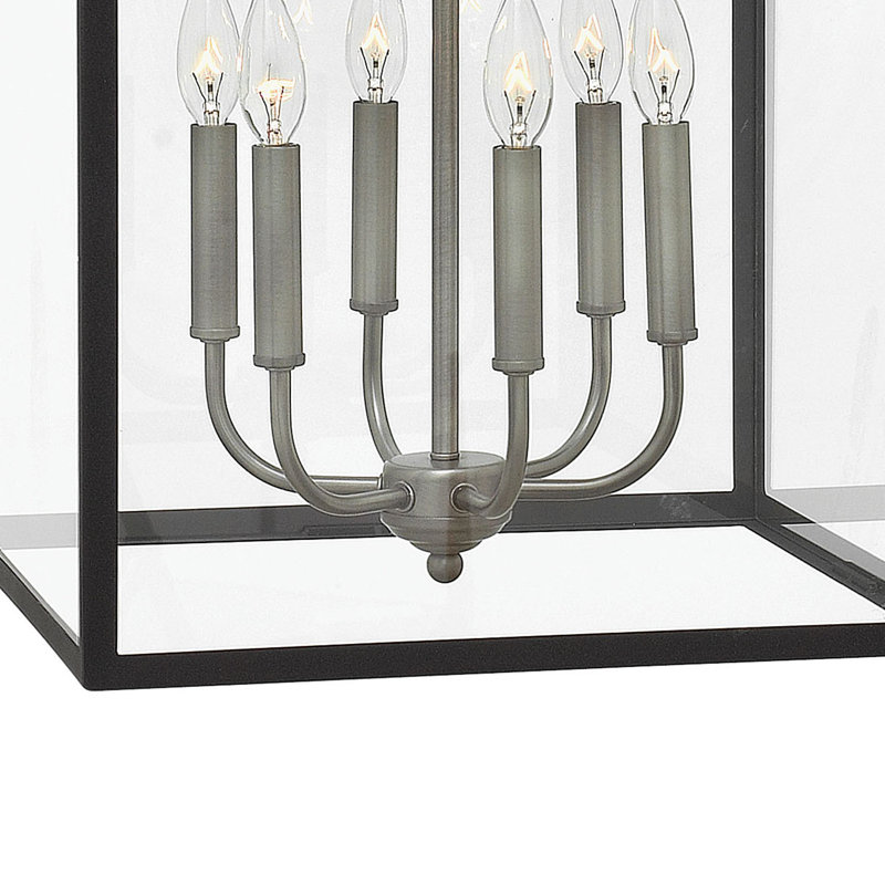 Elegant Aged Zinc 6-Light Foyer Pendant with Clear Glass