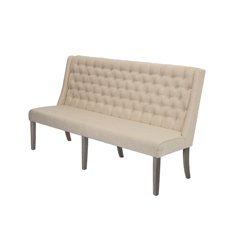 Banc rembourré Nasser, Beige, Gris rustique