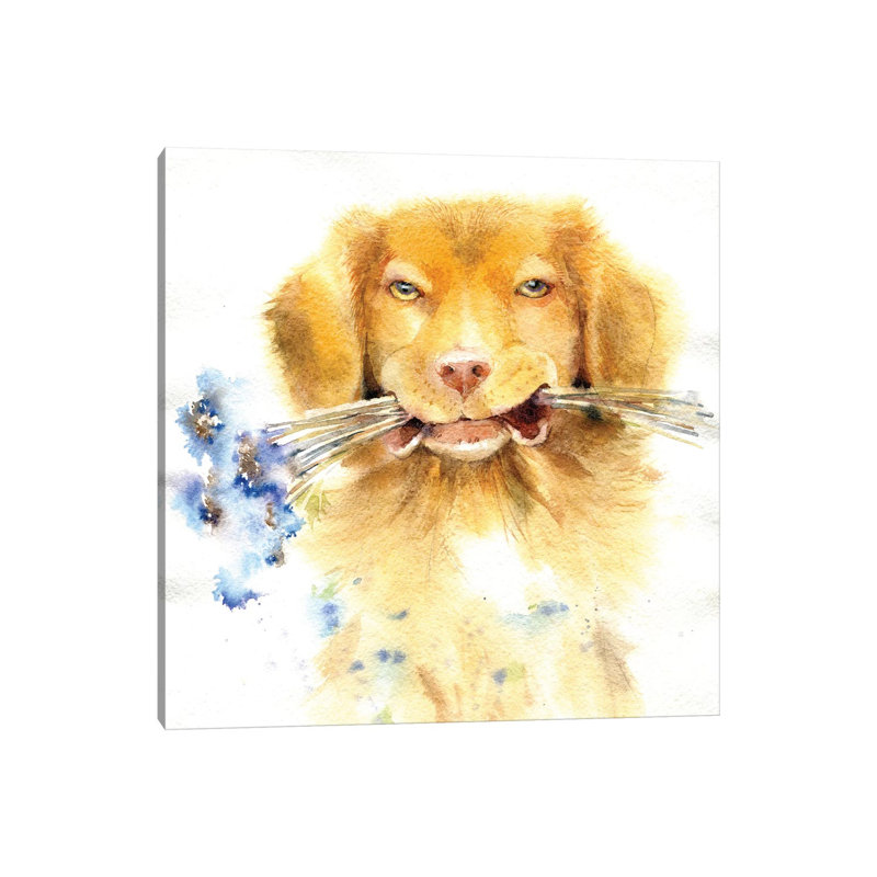 Retriever With Bouquet by Marina Ignatova - Wrapped Canvas Gallery-Wrapped Canvas Giclée, 30.48 cm H x 30.48 cm W