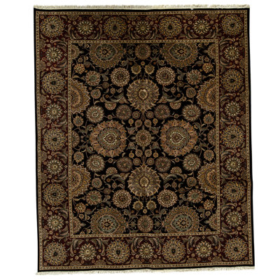 Tapis beige / noir / rouge / jaune noué à la main de haute qualité
