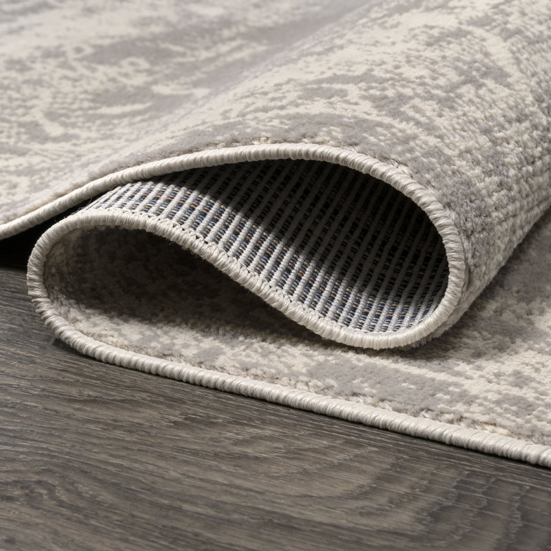 Isanti Cottage Medallion Gray/Ivory Rug, Rectangle 4'3" x 6'