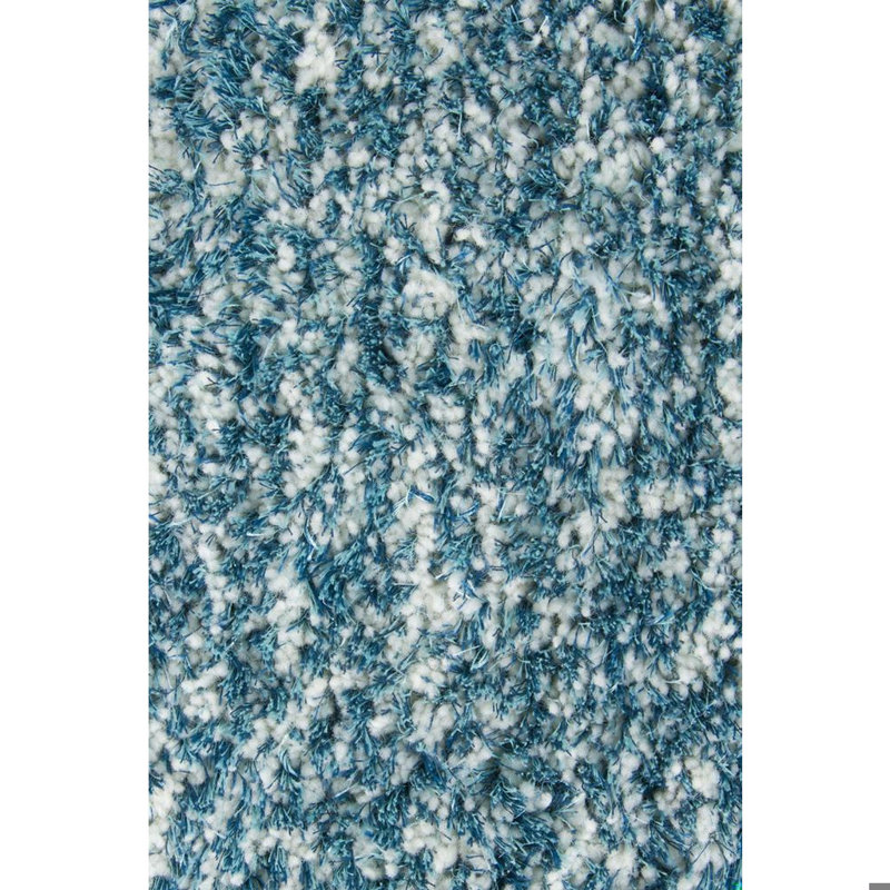 Tapis en laine et polyester à poils longs tissé à la main Jamison Authentic, Bleu / Blanc / Sarcelle, Rectangle  7'9" x 10'6"