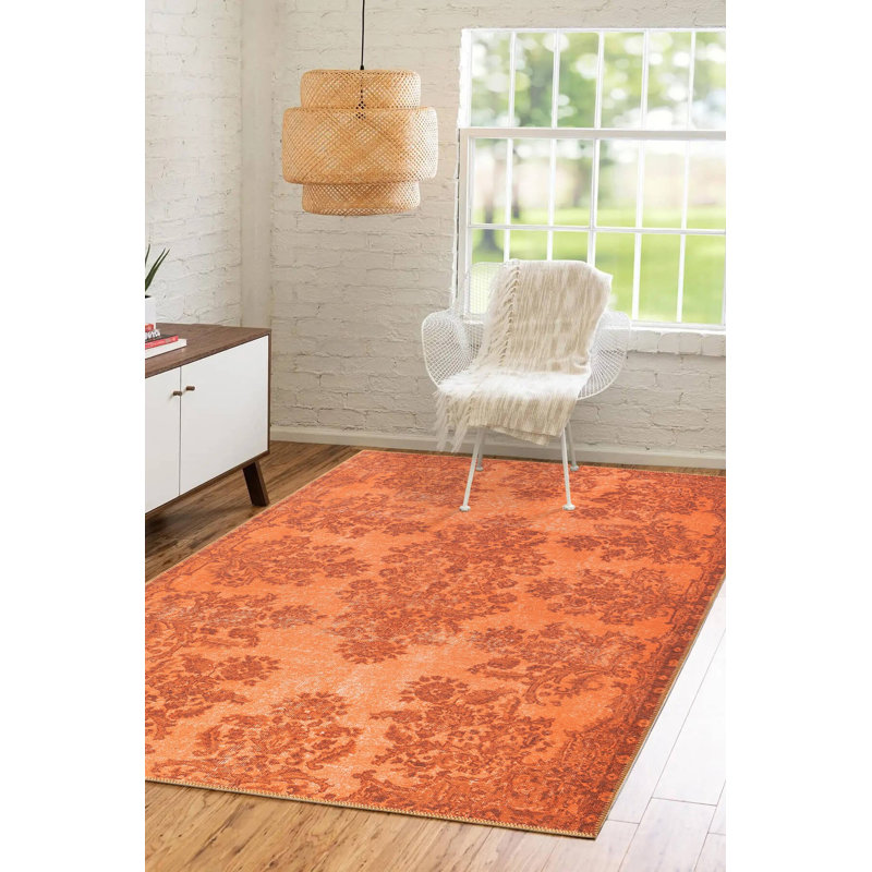 Luxurious Orange Carpet, 6.9 x 10.2 ft | 100% Polyester, 1850 g/m², Pile Height: 0.16 in | Eco-Friendly Recycled Poly Cotton Underside | Soft, Durable, and Stylish for Living Rooms, Bedrooms, and Offices