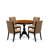 5-Piece Dining Room Set Contains a Round Dining Table and 4 Light Sable Linen Fabric Upholstered Dining Chairs with High Back - Black Finish-381498233-381498235-381578031