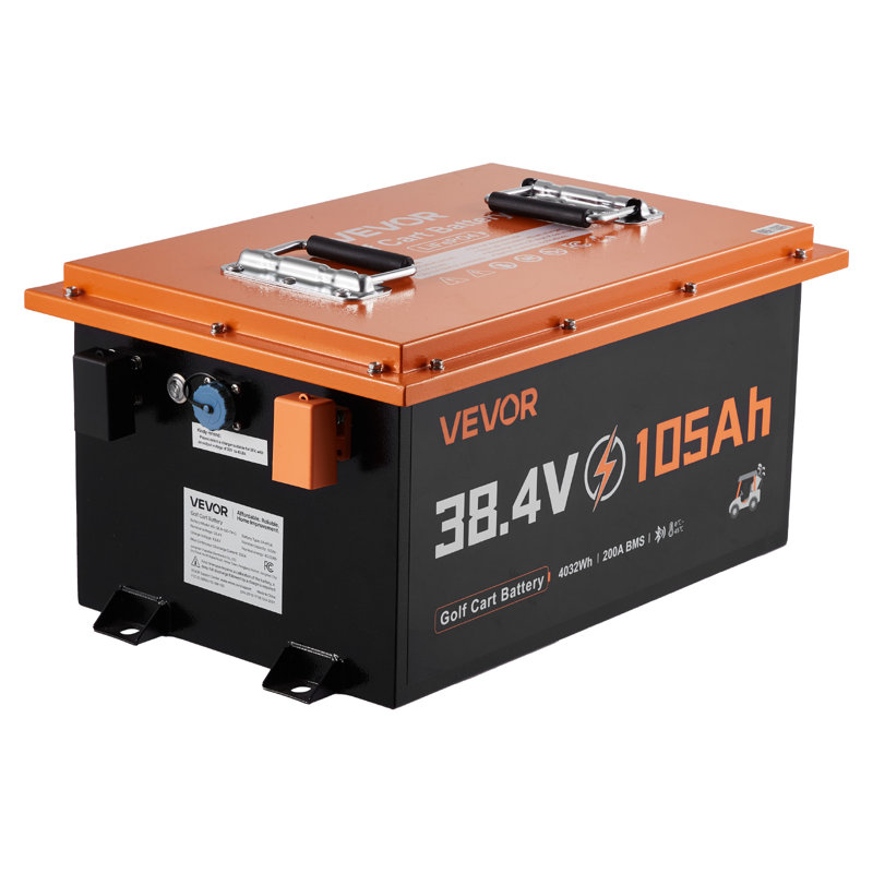 Batterie 36V (38,4V) 105AH au chariot de golf au Lithium, avec chargeur 25A, batterie Lifepo4, BMS 200A intégré, avec Bluetooth et écran tactile, 4000 cycles, boîtier en métal, pour voiturettes de golf, moteurs à la traîne