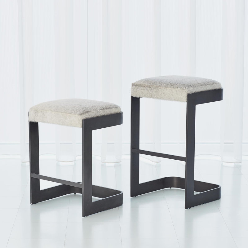 Upholstered Stool with Metal Frame