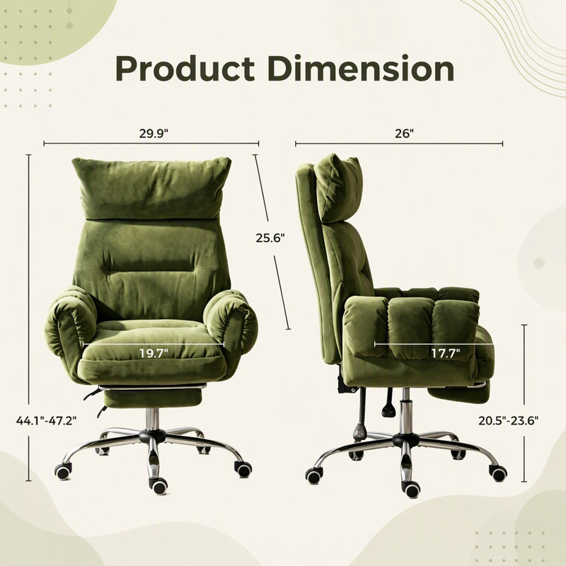 Fauteuil de bureau inclinable à dossier haut moelleux avec repose-pieds rétractable, fauteuil de direction et chaise de bureau pivotante