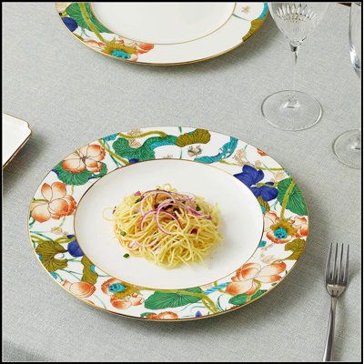 Auratic Bliss 31-Piece Premium Porcelain Dinnerware Set, Bowls, Plates, Dishes, Spoons, Spoon Box, Service for 6
