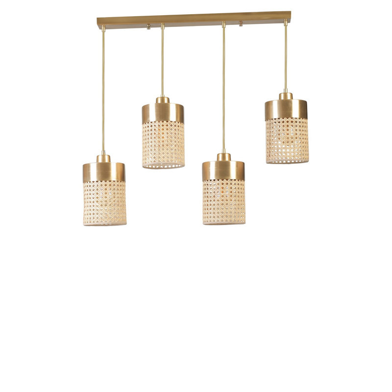 Chandle Chandelier, Gold/Rattan