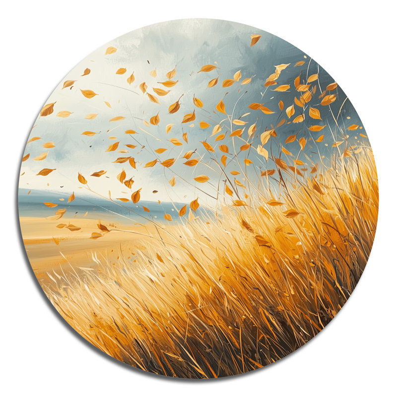 Feuilles dans un champ de blé venteux, H 36 po x l 36 po