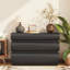 Commode noire à 6 tiroirs sans poignée, commode courbée moderne avec design anti-basculement