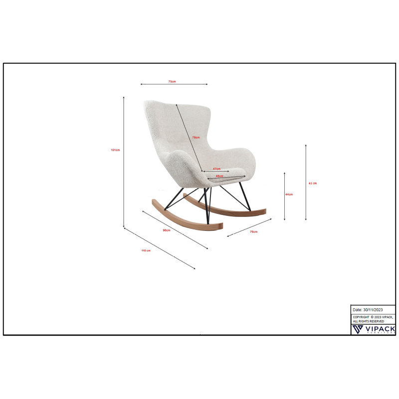 Rocky Upholstered Rocking Chair, White
