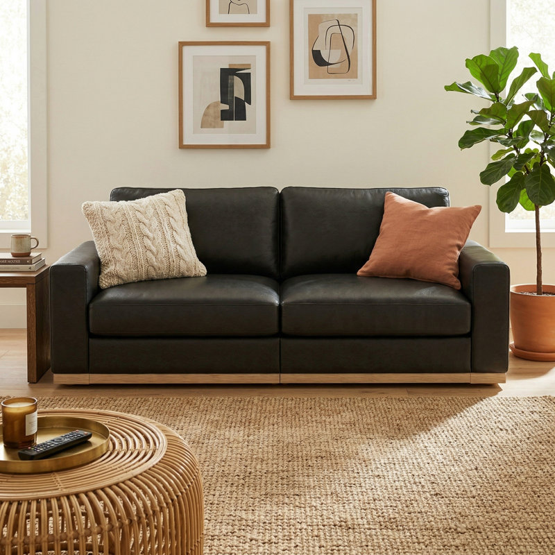 86" Super Large Luxury Loveseat Sectional Modular Sofa, Deep Seat Comfty Cloud Couch, 2 Seat Couch, Solid Wood Leg, Black