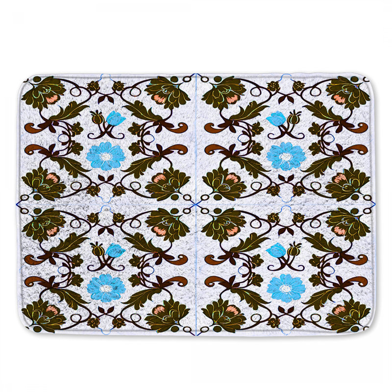 Tapis de bain à motif floral, L 24 po x L 17 po
